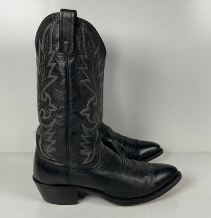 Vintage Dan Post Buck Skin Cowboy Boots | Classic Black | Men’s 10 D