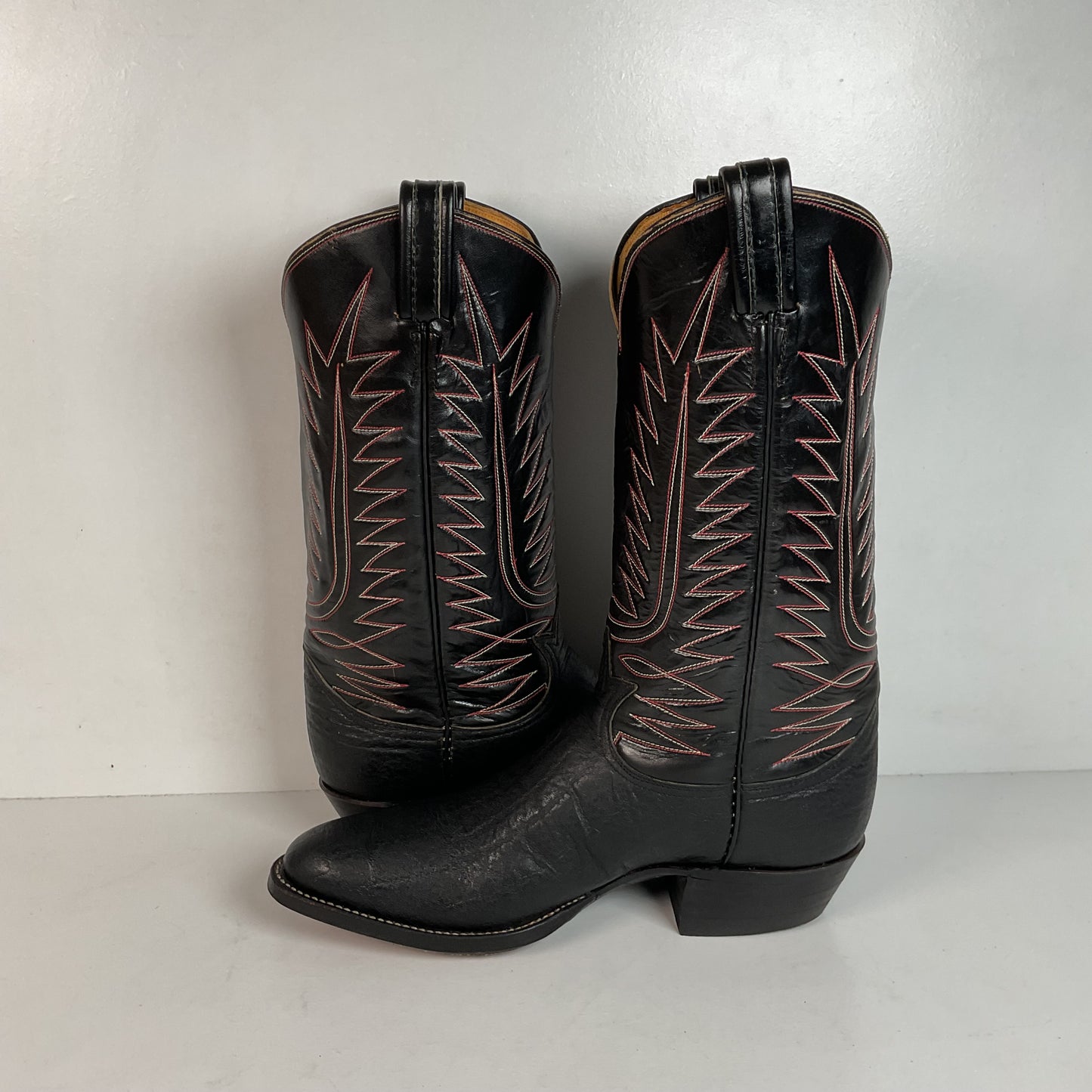 1970s Tony Lama Elephant Print Cowboy Boots 10 USA Made Gold Label