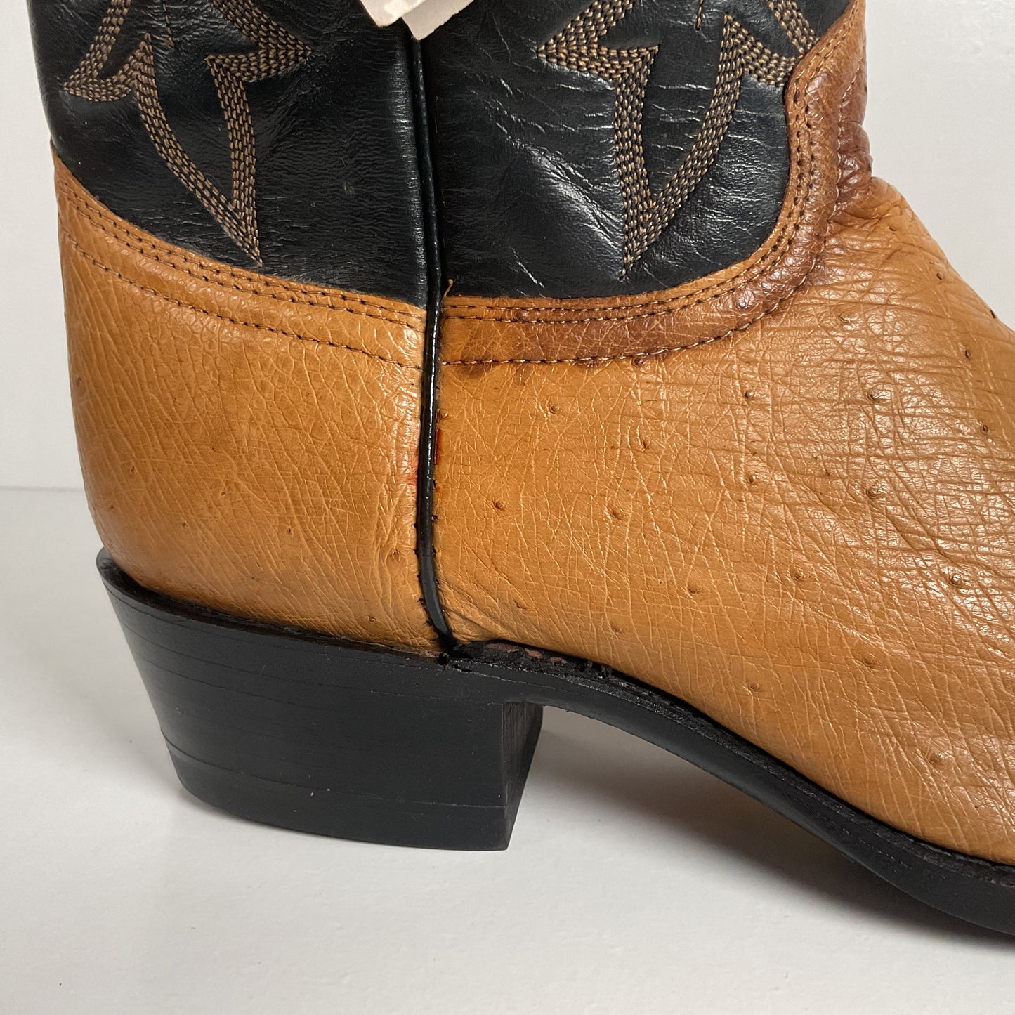 Vintage J. Chisholm Smooth Ostrich Cowboy Boots | Teju Lizard Wingtip | 8.5 EE