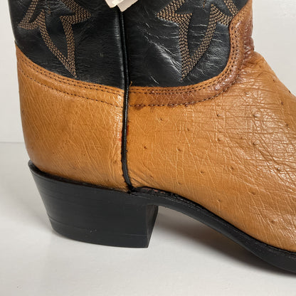 Vintage J. Chisholm Smooth Ostrich Cowboy Boots | Teju Lizard Wingtip | 8.5 EE