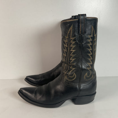 1950s Tony Lama Cowboy Boots | Black | Distressed | Men’s 9.5