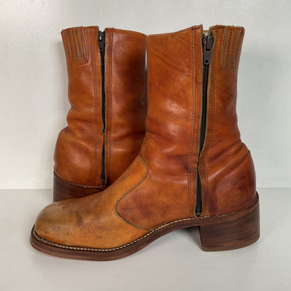 Vintage 60s Frye Chunky Campus Boots 11.5 D Black Label Recraft Thrashed