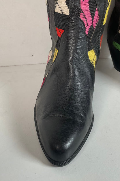 Tony Lama’s Hyer Cowgirl Boots 8 C Southwestern Aztec Woven Inlays