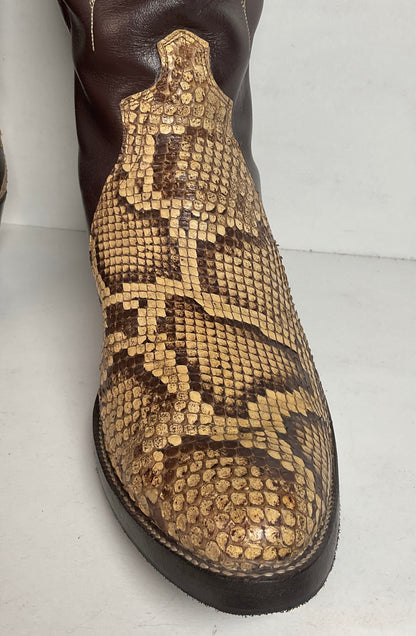 Vintage Justin Front Cut Python Cowboy Boots | USA Made | Triad Snakeskin | Men’s 9.5 D