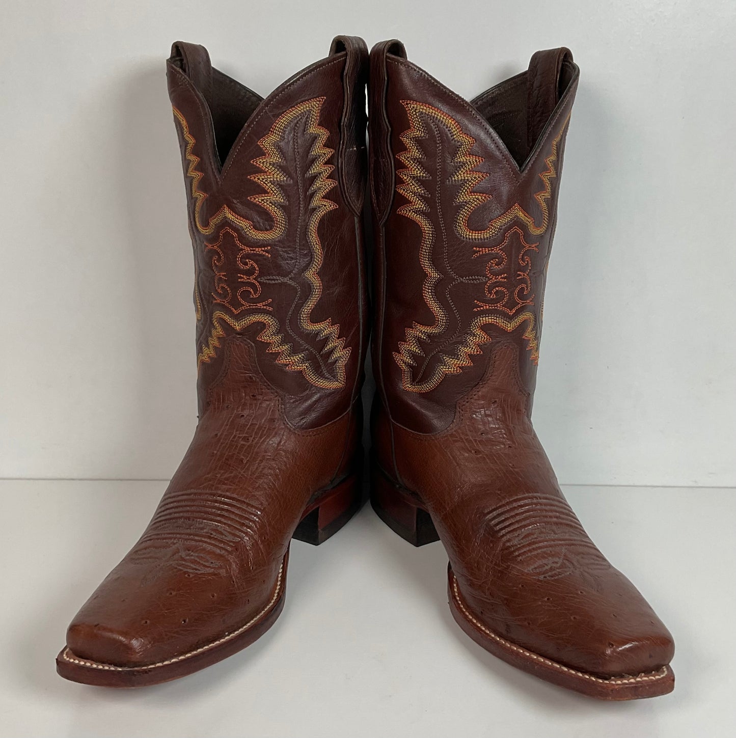 Justin Exotic Pin Quill Ostrich Cowboy Boots 9 D Cutter Toe USA Made