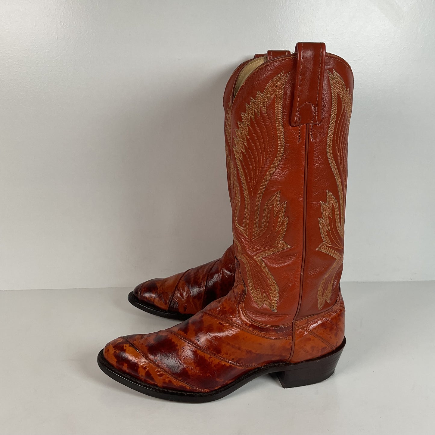 Vintage J. Chisholm Eel Skin Cowboy Boots | Exotic | USA Made | Men’s 8.5 D