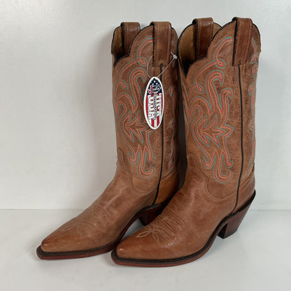 Justin Bent Rail Leather Cowgirl Boots 7 B New Without Box