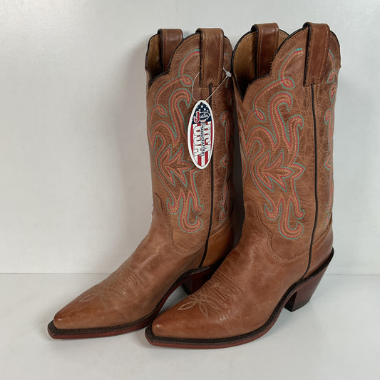 Justin Bent Rail Leather Cowgirl Boots 7 B New Without Box