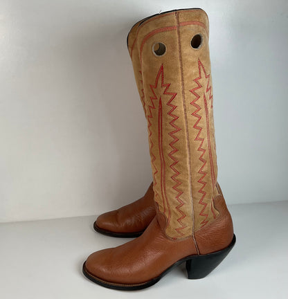 Custom Buckaroo Cowboy Boots | Tall Top | Rough Out Suede Shaft | Men’s 11