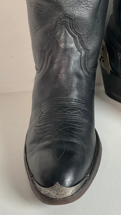 Vintage Laredo Snakeskin Overlay Cowgirl Boot 8 B USA Made Python