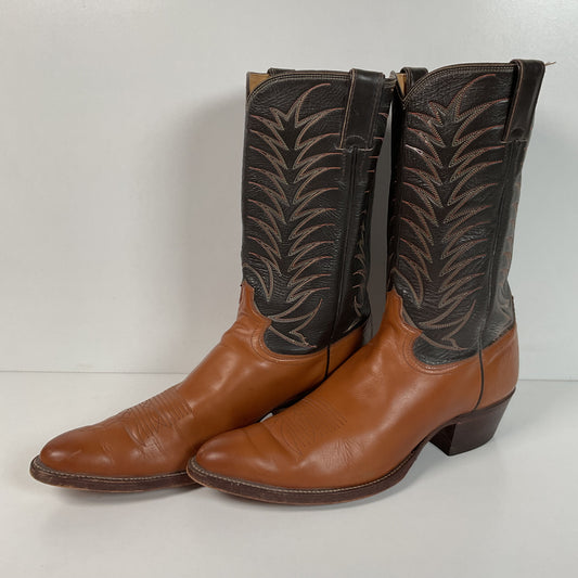 Vintage 1970s Justin Cowboy Boots 13 A Calfskin USA Made