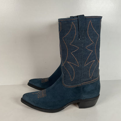 Vintage Blue Jean Denim Cowboy Boots | USA Made | 1970s | Men’s 11 D