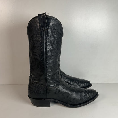 Vintage Nocona Black Ostrich Quill Cowboy Boots Men’s 11.5 B Exotic
