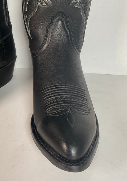 Lucchese 2000 Elk Skin Cowboy Boots | USA Made | Black | Original Box | 9.5 EE