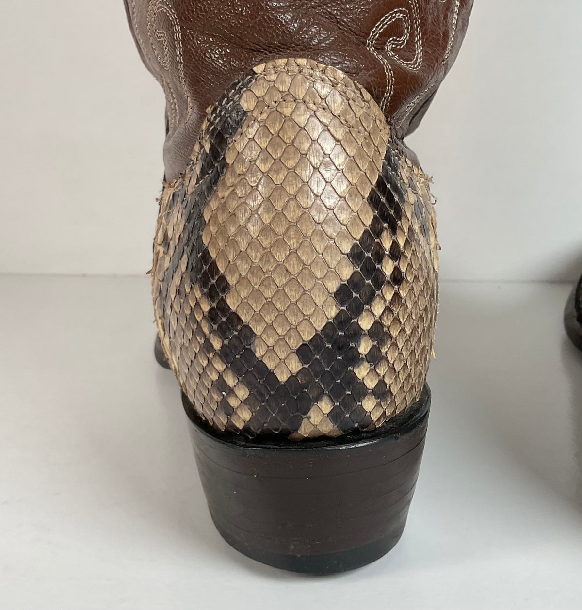 Vintage Longhorn Cowboy Boots | Python Snakeskin | Tooled Overlays | Men’s 9 D