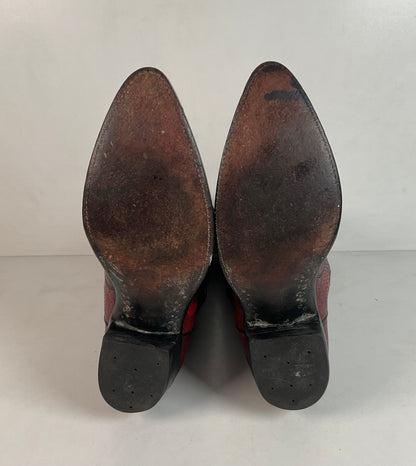 Vintage Dan Post Red Lizard Teju Cowboy Boots Men’s 8 Natural Cut USA Made