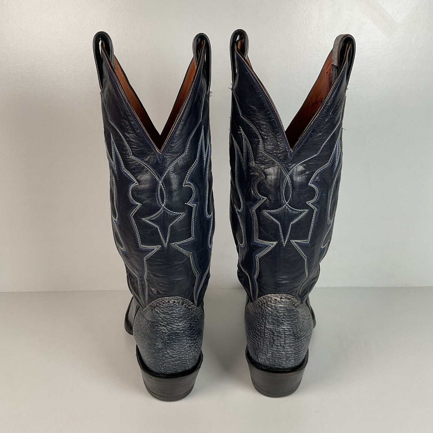 Vintage Sanders Cowboy Boots | Exotic Shark Skin | Extra Narrow | Men’s 11.5 A