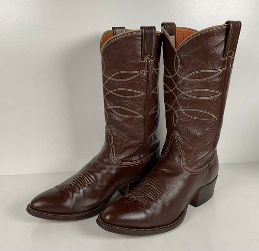 Vintage Nocona Cowboy Boots | Chocolate Calfskin | 1960s-1970s | Men’s 10 D