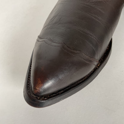 Custom Cowboy Boots | Wingtip Triad | Dark Brown Calfskin | Narrow | Men’s 9.5
