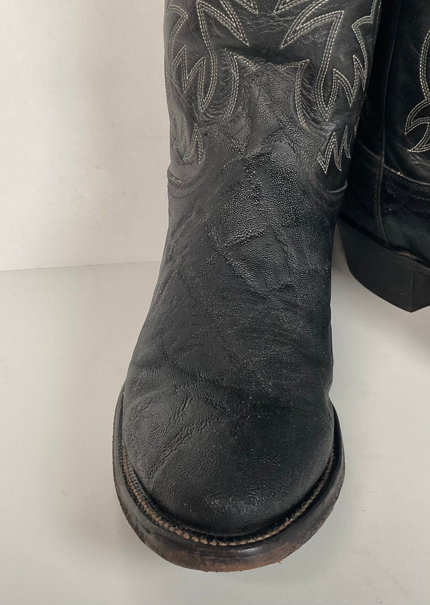 Justin Faux Elephant Print On Cowhide Buckaroo Cowboy Boots 10 D Punchy