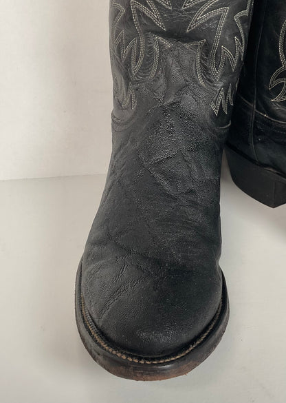 Justin Faux Elephant Print On Cowhide Buckaroo Cowboy Boots 10 D Punchy