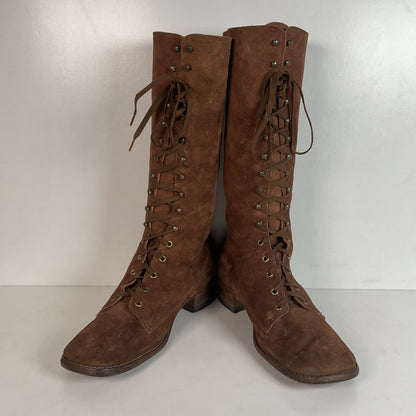 Vintage 1960s Men’s Suede Lace Up Snake Boots 12 D USA Made