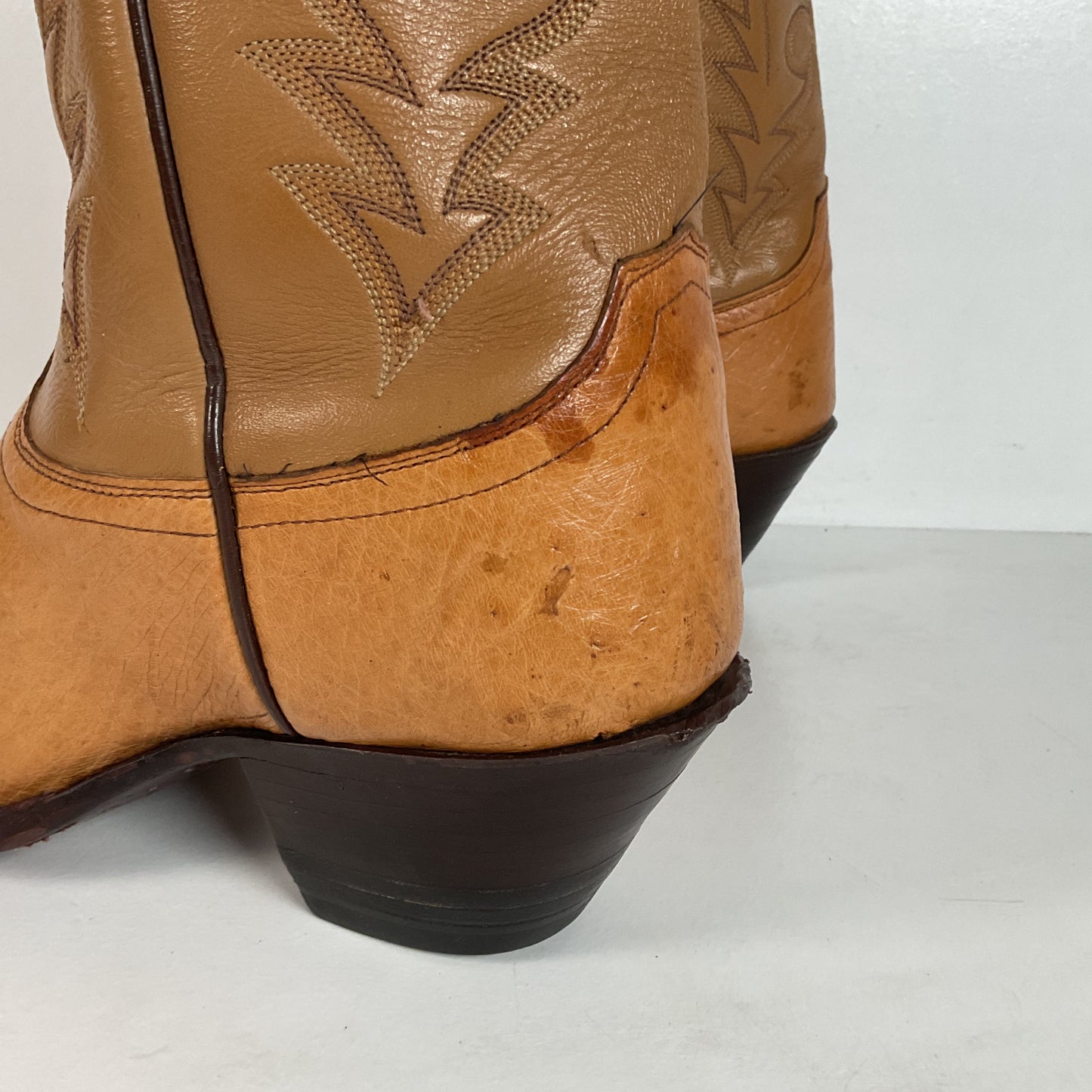 Vintage Justin Smooth Ostrich Cowboy Boots | USA Made | Butterscotch | 8 EE
