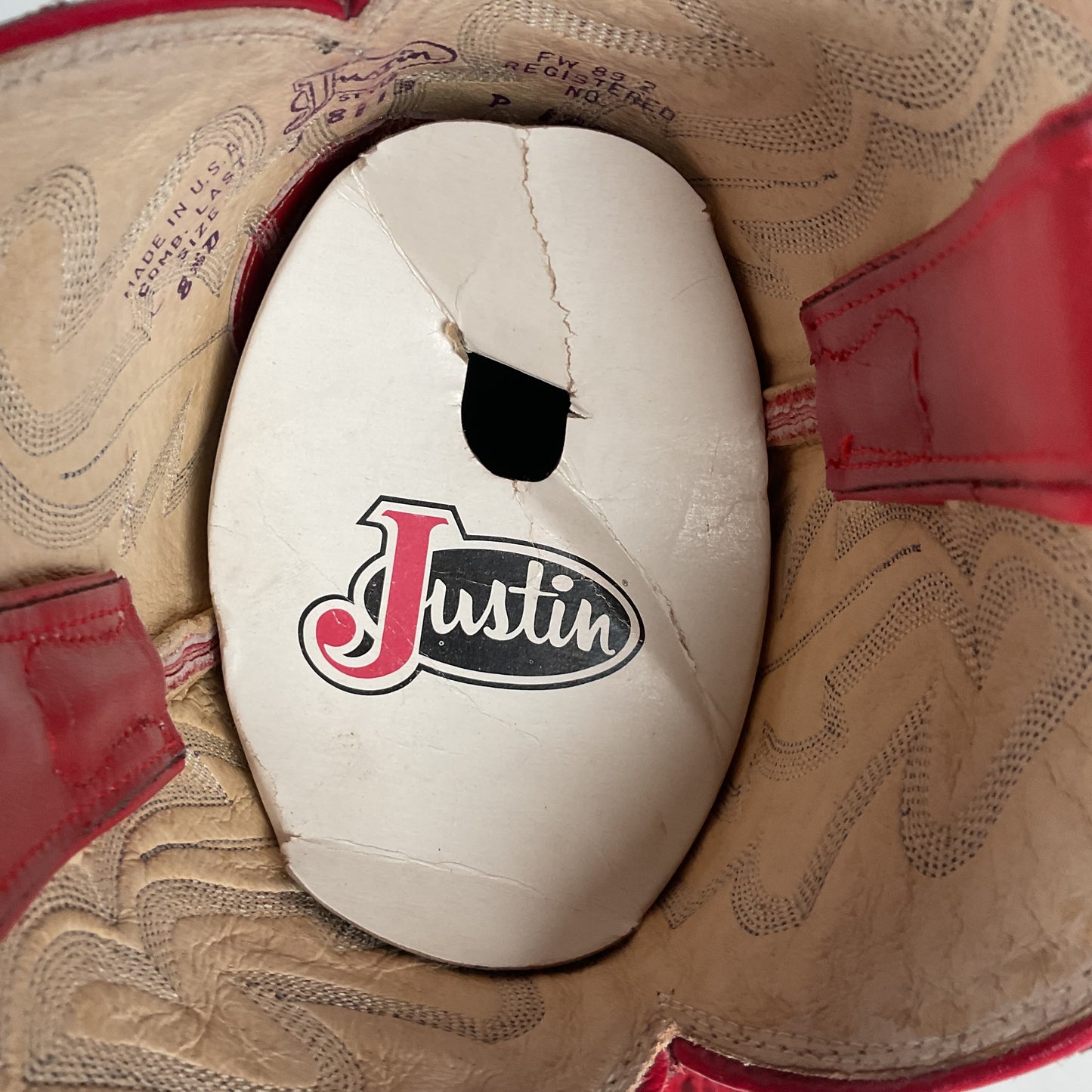 Vintage Justin Python Snakeskin Cowboy Boots | USA Made | Red | Men’s 8.5 D