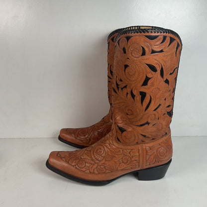 Cock of The Walk Cowboy Boots 12.5 Hand Tooled Carrie Cameron Designs