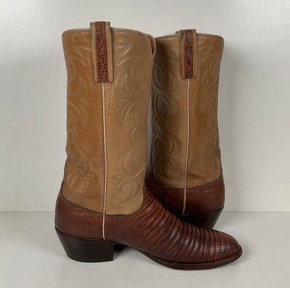 Vintage Lucchese San Antonio Cowboy Boots | Teju Lizard | Narrow | Men’s 9.5 B