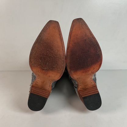 Dan Post Buckshot Lizard Cowgirl Boots 7.5 M Halloween Denim