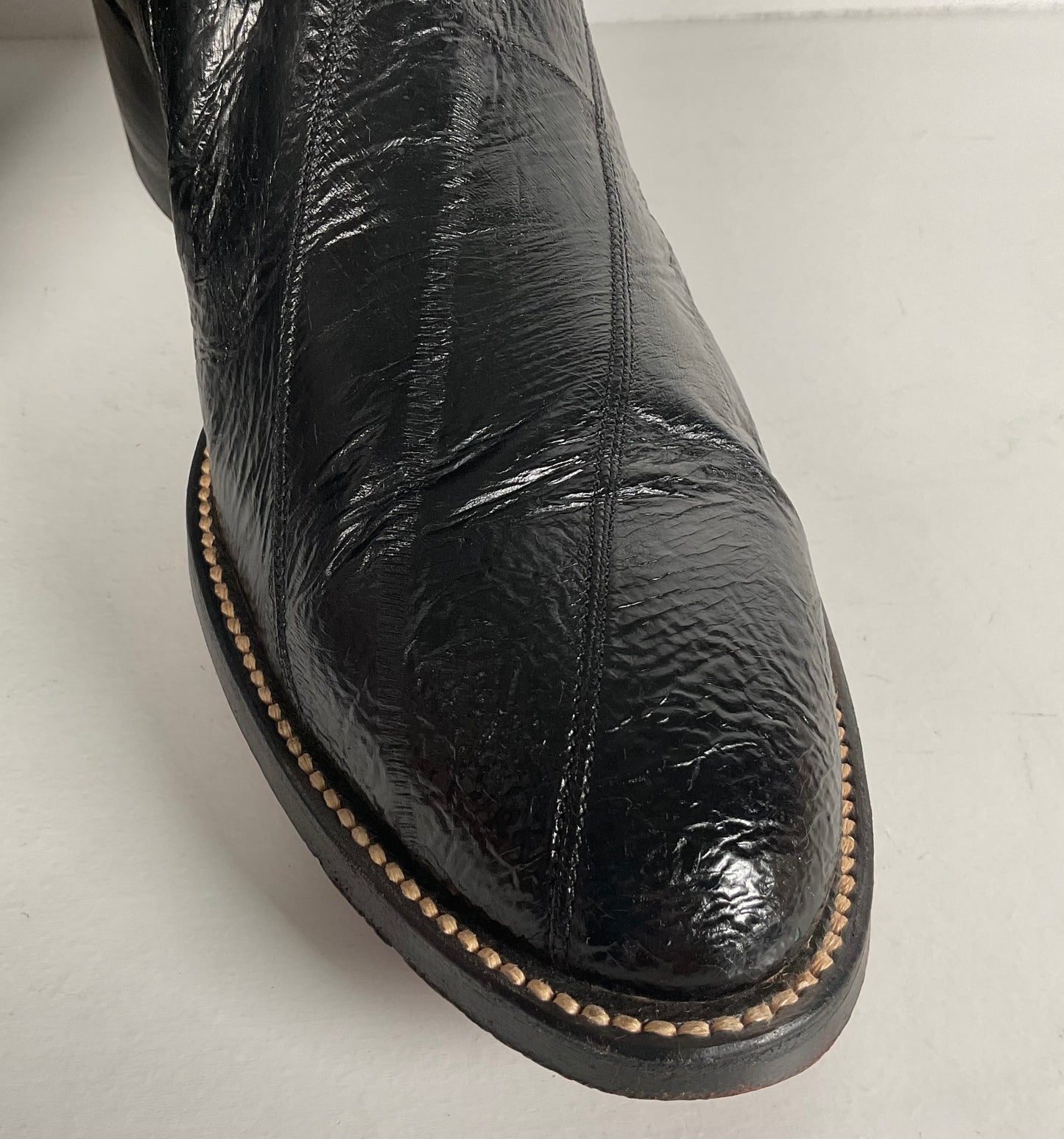 Vintage Hondo Eel Skin Cowboy Boots | Exotic | Black | Narrow | Men’s 11.5 B