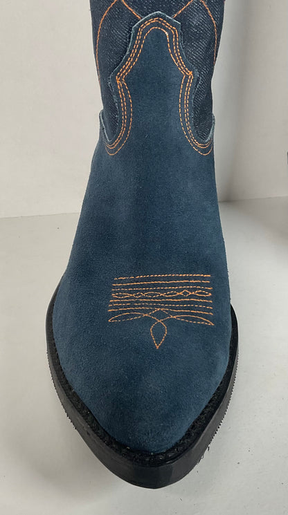 Vintage Blue Jean Denim Cowboy Boots | USA Made | 1970s | Men’s 11 D