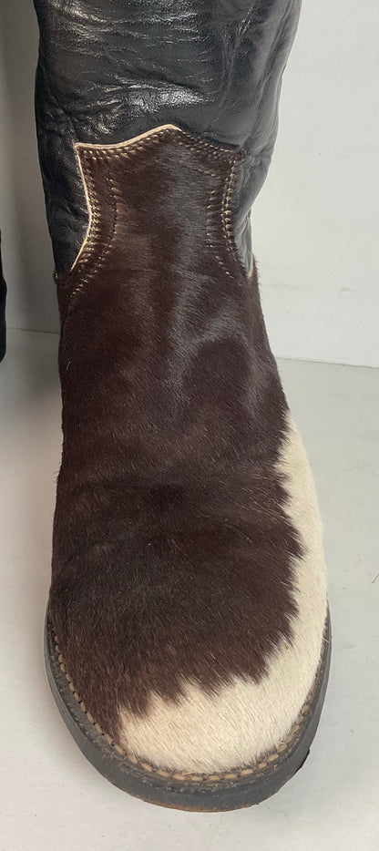 Justin Calf Hair On Cow Hide Pony Cowgirl Roper Boots 6 B Western USA Made