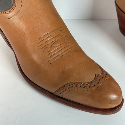 Vintage Justin Women’s Flower Cowgirl Boots | Tooled Inlay | USA Made | 8 B