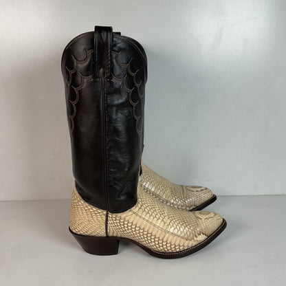 Vintage J Chisholm King Cobra Cowboy Boots 8 D Exotic Snakeskin Head Cut