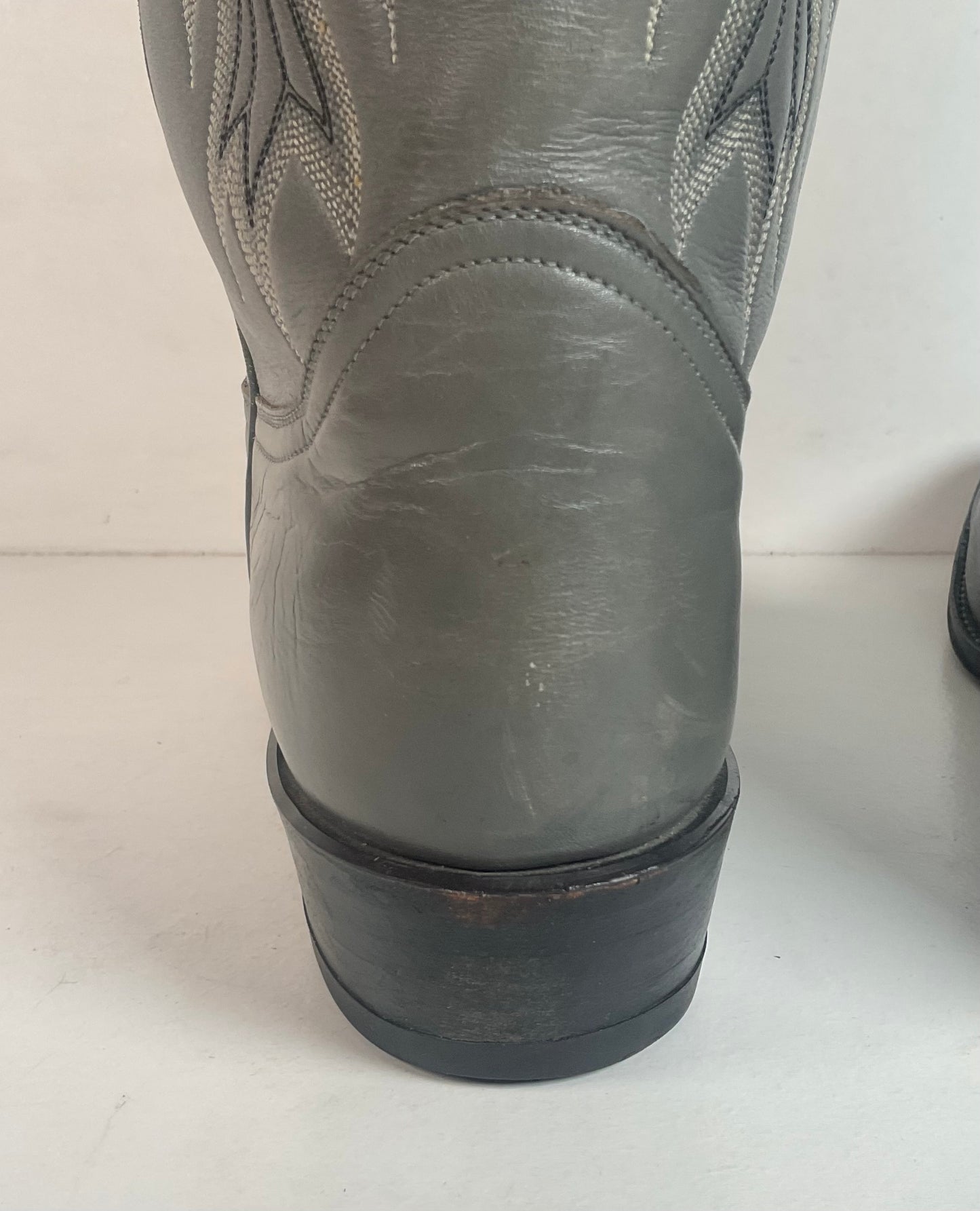 Vintage Grey Tony Lama Grey Cowboy Boots 11 D Gold Label USA Made