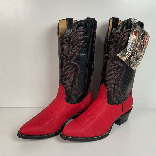 Vintage Nocona Red Water Buffalo Cowboy Boots 10 EE USA Made