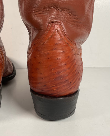 Vintage Tony Lama Smooth Ostrich Cowboy Boots | 1970s | Gold Label | Men’s 12 B