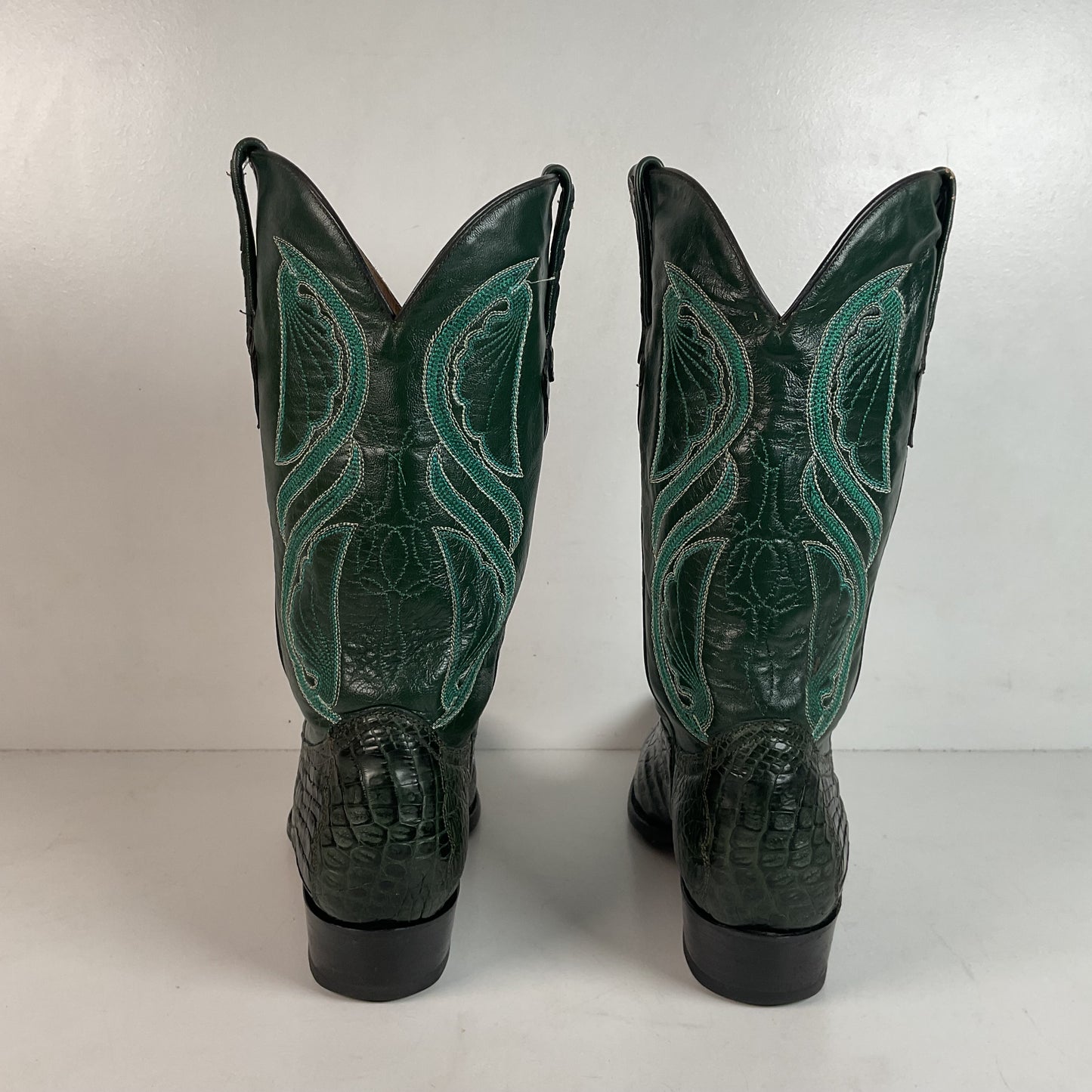 Cuadra Emerald Green Caiman Cowboy Boots 9.5 Exotic Tail Cut