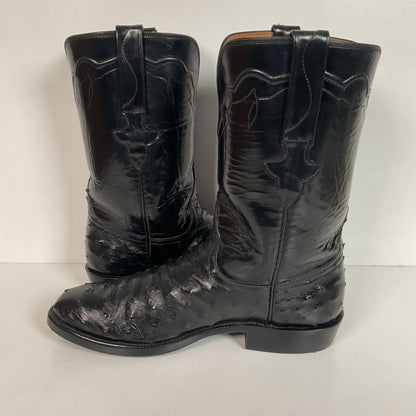 Recrafted Lucchese Classics Handmade Ostrich Quill Roper Boots 8.5 D Exotic