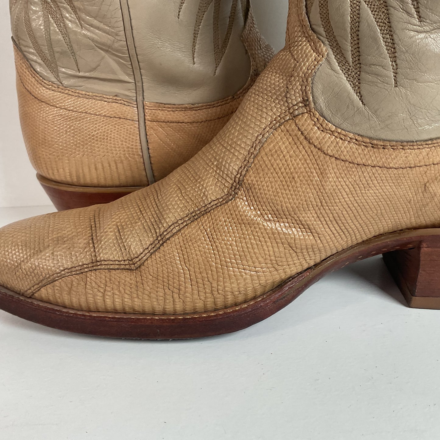 Vintage Dan Post Monitor Lizard Cowboy Boots | Golden Spur Collection | Blonde | 10 D