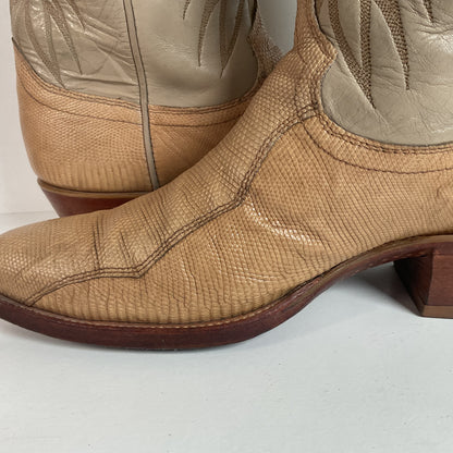 Vintage Dan Post Monitor Lizard Cowboy Boots | Golden Spur Collection | Blonde | 10 D