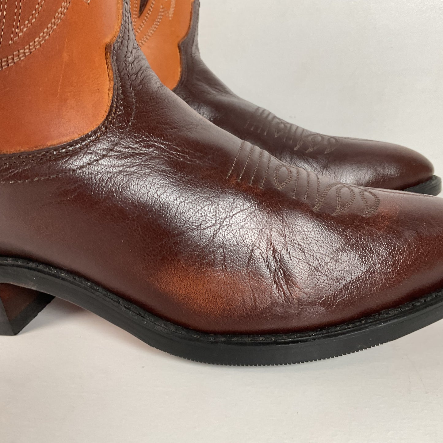 Vintage J. Chisholm Cowboy Boots | Tooled Inlays | USA Made | Men’s 8.5 D