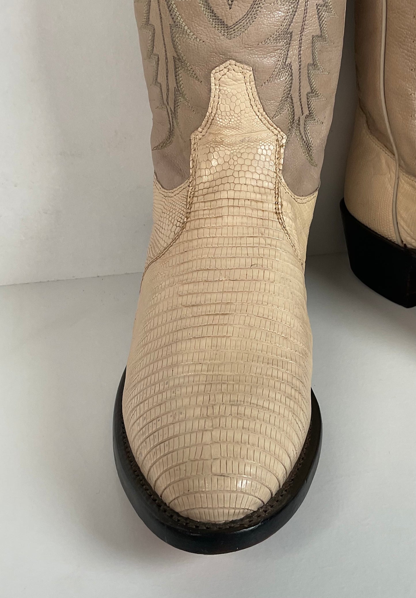 Tony Lama Teju Lizard Cowboy Boots | USA Made | Bone White | Men’s 8.5 D