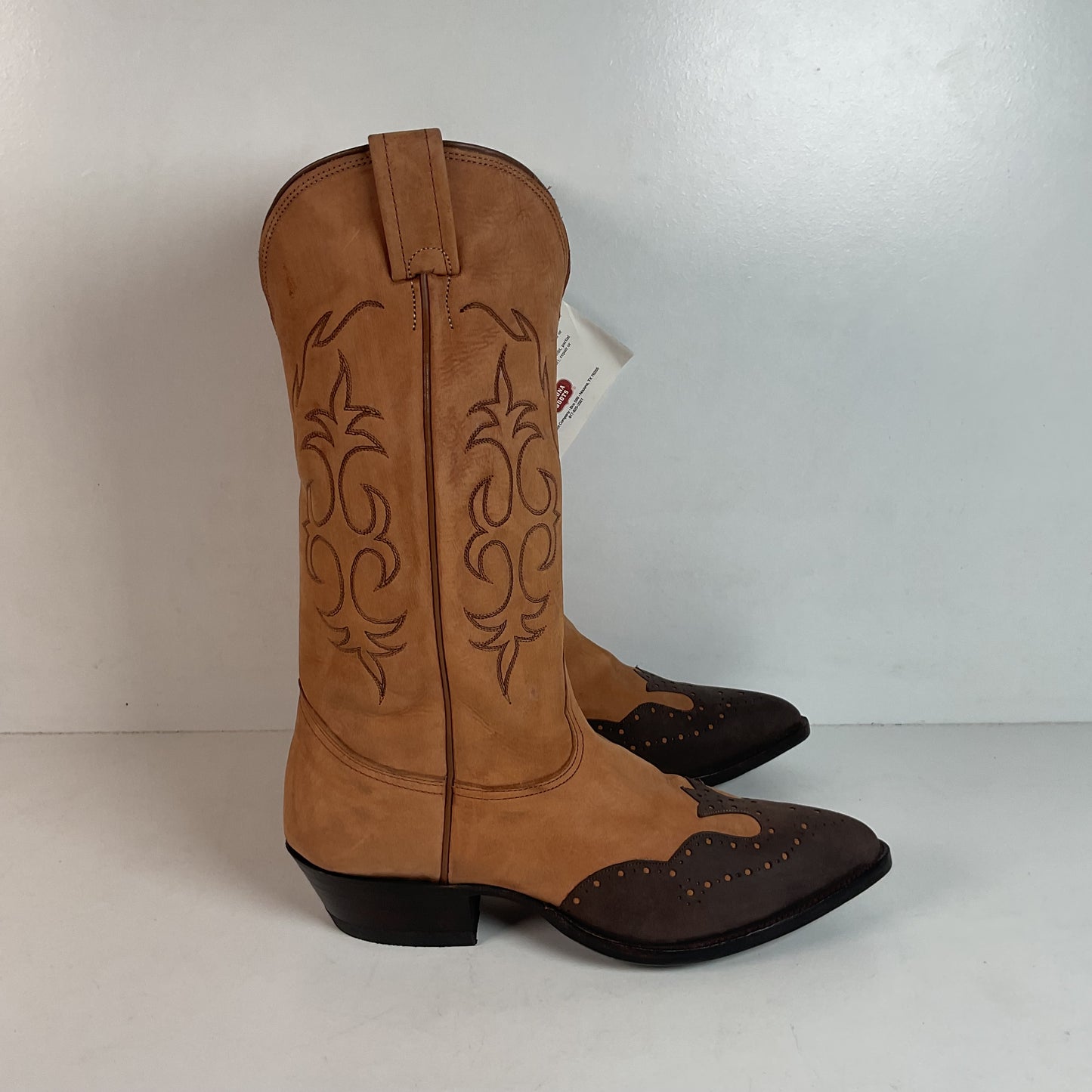 Nocona Wildebeest Wingtip Cowboy Boots Men’s 8.5 D USA Made Exotic Suede