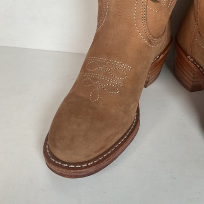 Frye Austin Cowgirl Boots 6 M Tooled Flower Inlay USA Made