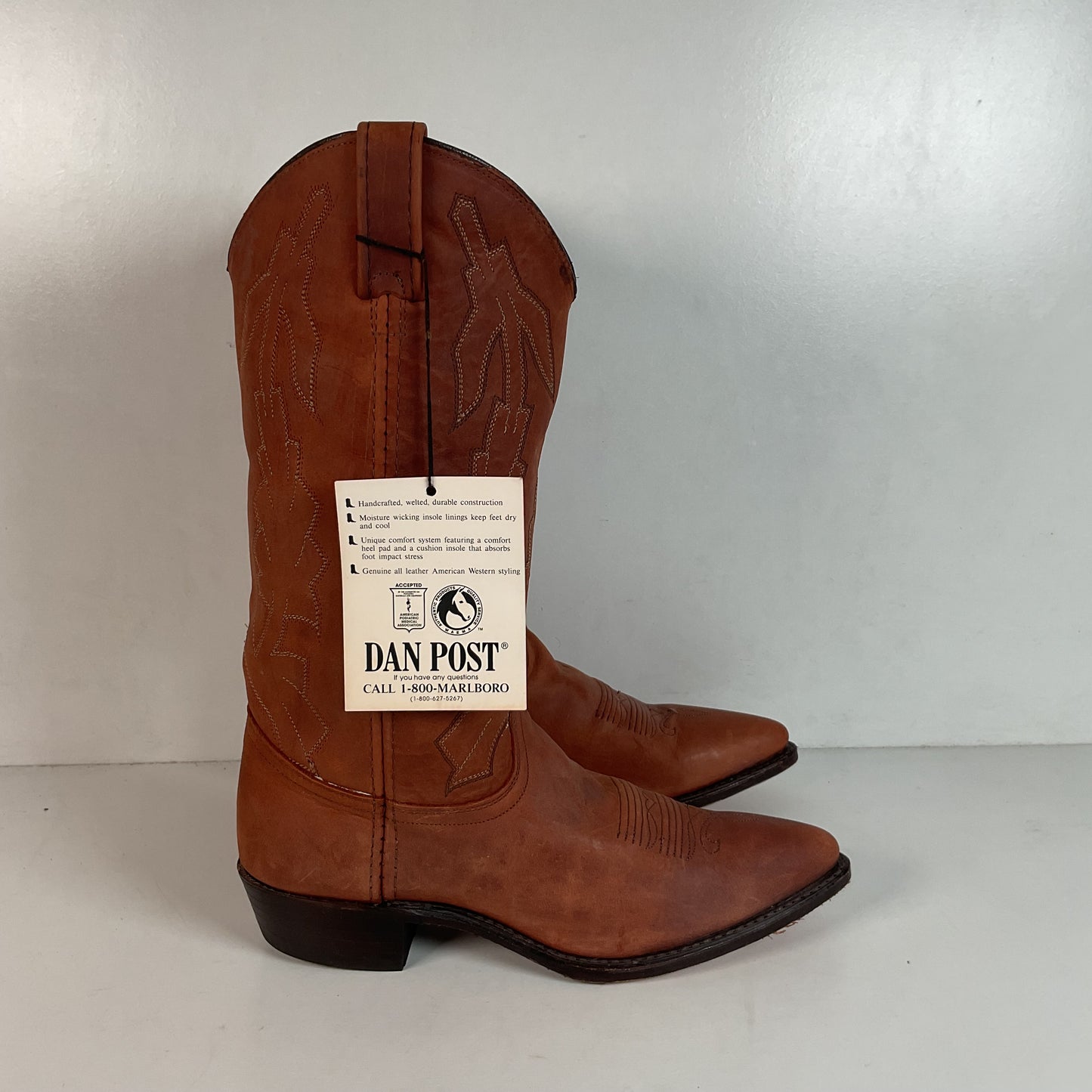 Vintage Dan Post X Marlboro Cowgirl Boots 9 M USA Made Nubuck Suede