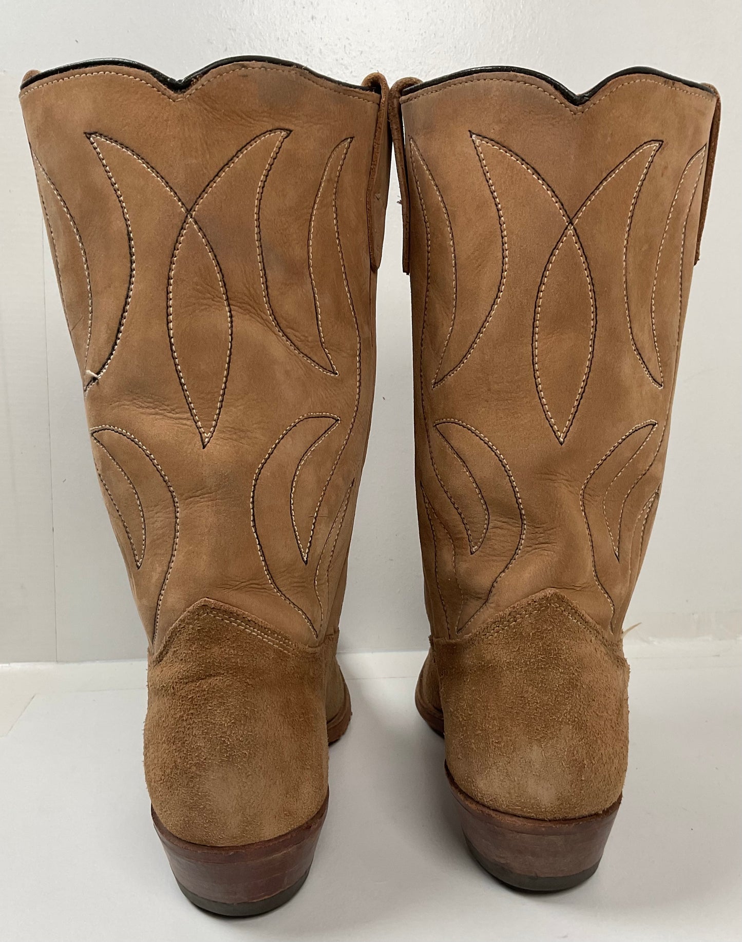 Vintage 1960s Rough Out Suede Cowboy Boots 10 D USA Made