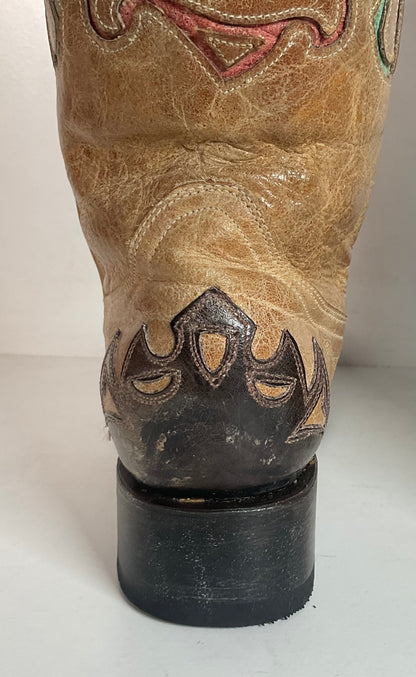 Corral Heart BreakerCowgirl Boots 11 M Wingtip Tooled Revolver Inlay
